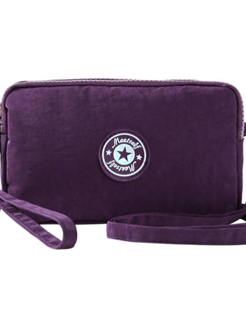 Nylon Crossbody Wallet Wristlet Mini Phone Purse 3-Layer Zipper Bag